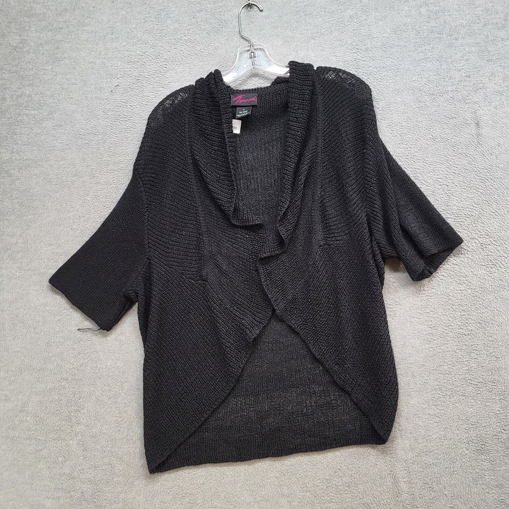 Torrid Women Sweater 3 Black Cardigan Open Front Knit 3/4 Sleeve